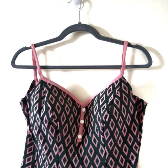 Vintage Patterned One Piece Swimsuit - Picture 2 of 7